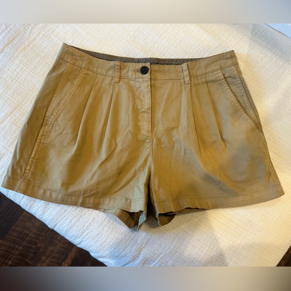 J. Crew Women's Khaki Pleated Cotton Bermuda Shorts